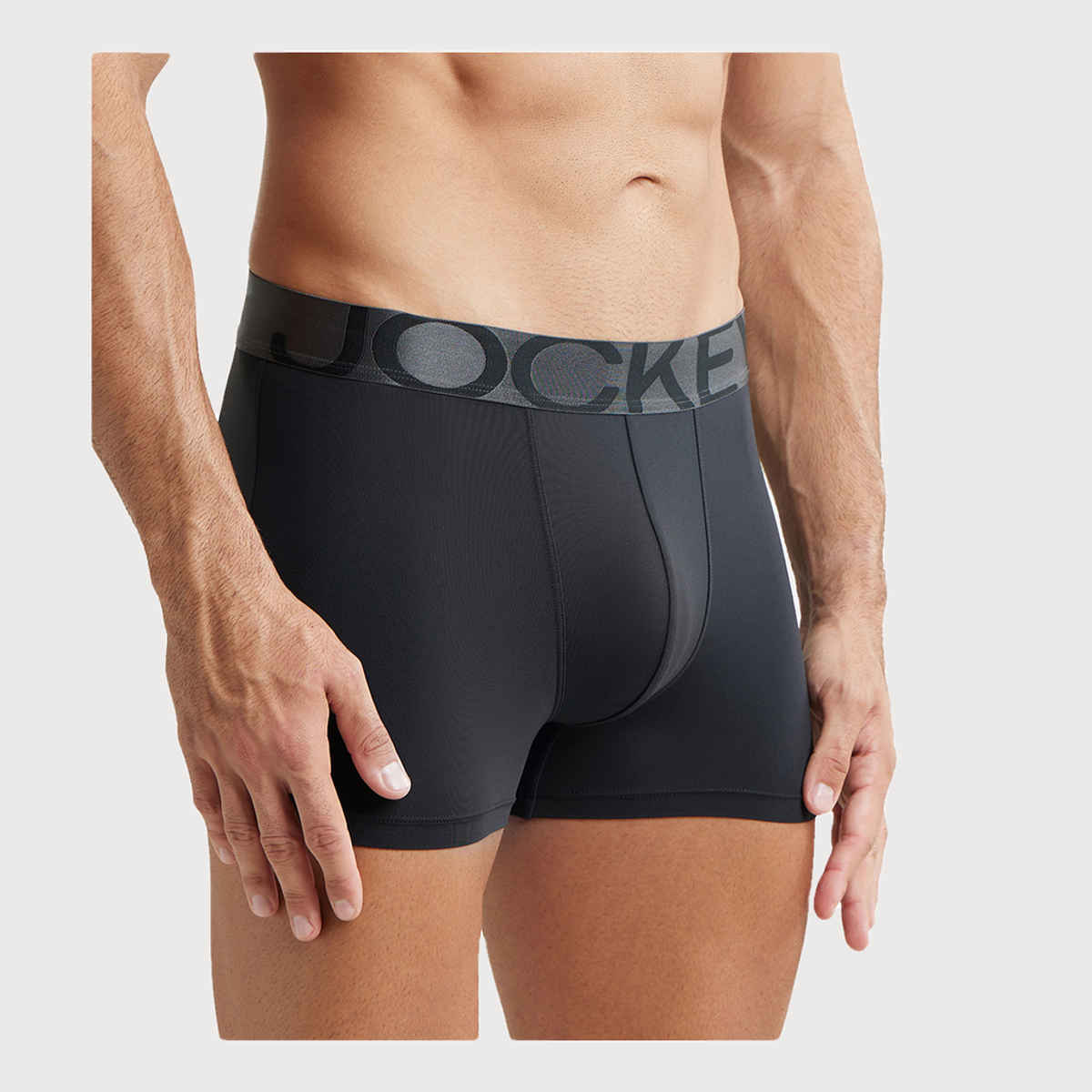 Jockey IC28 Men's Tactel Microfiber Elastane Stretch Underwear Solid Trunk | Black-L