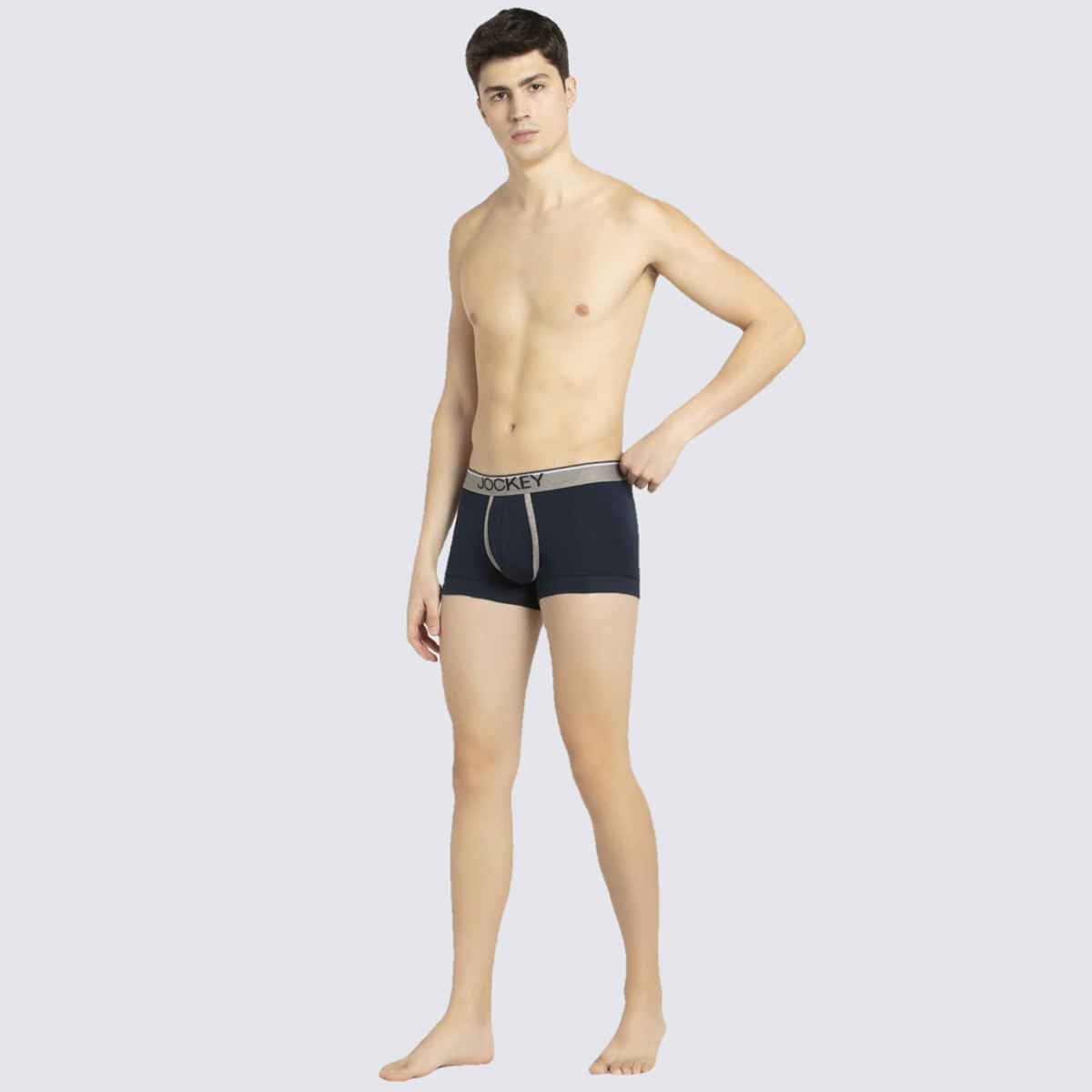 Jockey 8015 Men's Super Combed Cotton Rib Underwear Solid Trunk|Ultrasoft Waistband|PO2 | Navy-L