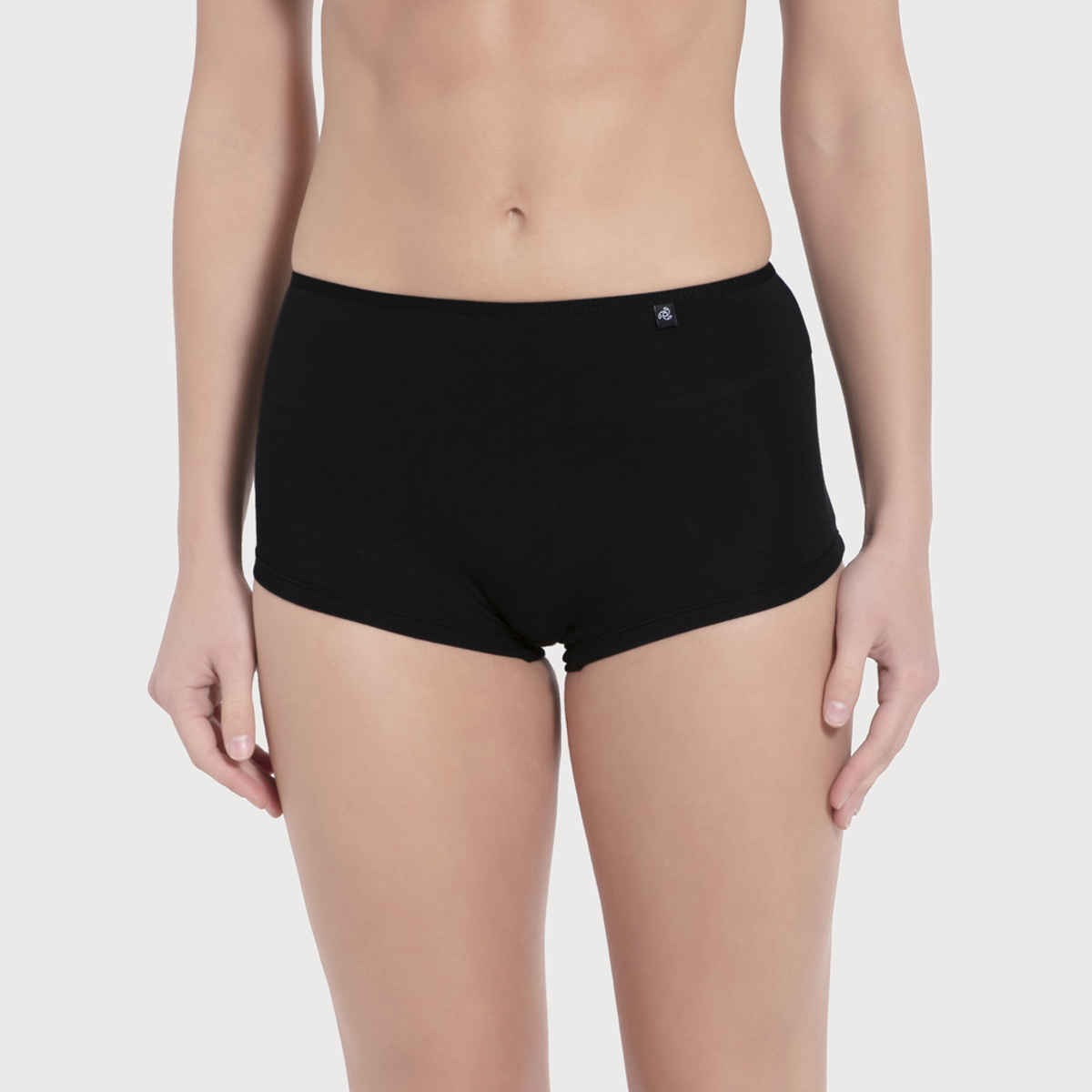 Jockey SS04 Women's Super Combed Cotton Elastane Stretch Underwear BoyShorts|Concealed Waistband | Black-S
