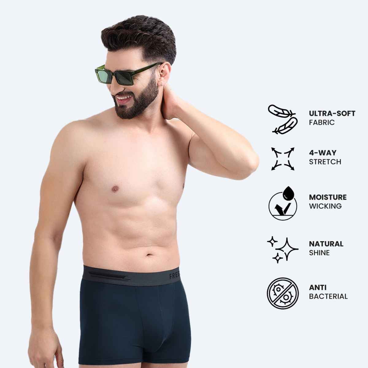 Freecultr Men's Underwear Micromodal Airsoft Trunk - Pack of 1 Prussian Blue - S