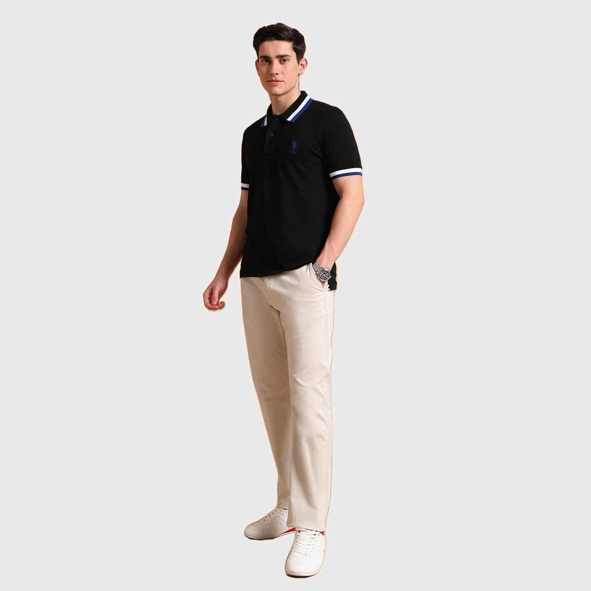 U.S. Polo Assn. Men's Heritage Tipped Polo Shirt | Black - M