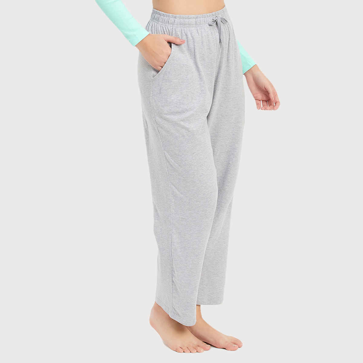 Clovia Pyjama With Elastic Waistband - Cotton Rich(Grey Melange - M)