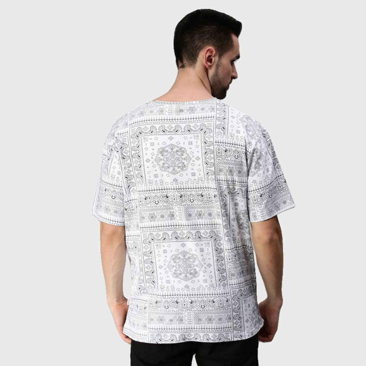 VEIRDO Men's Printed Oversized T-shirt | OS 100 785 W | White - M