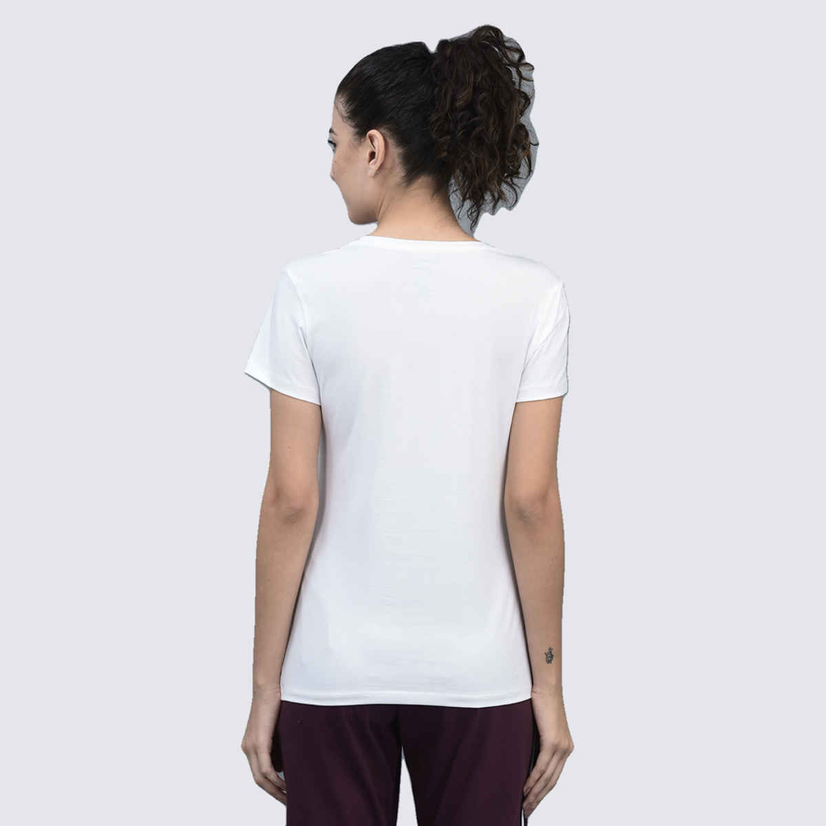 Dollar Women Round Neck T-shirt - White | Stretchable Cotton | M