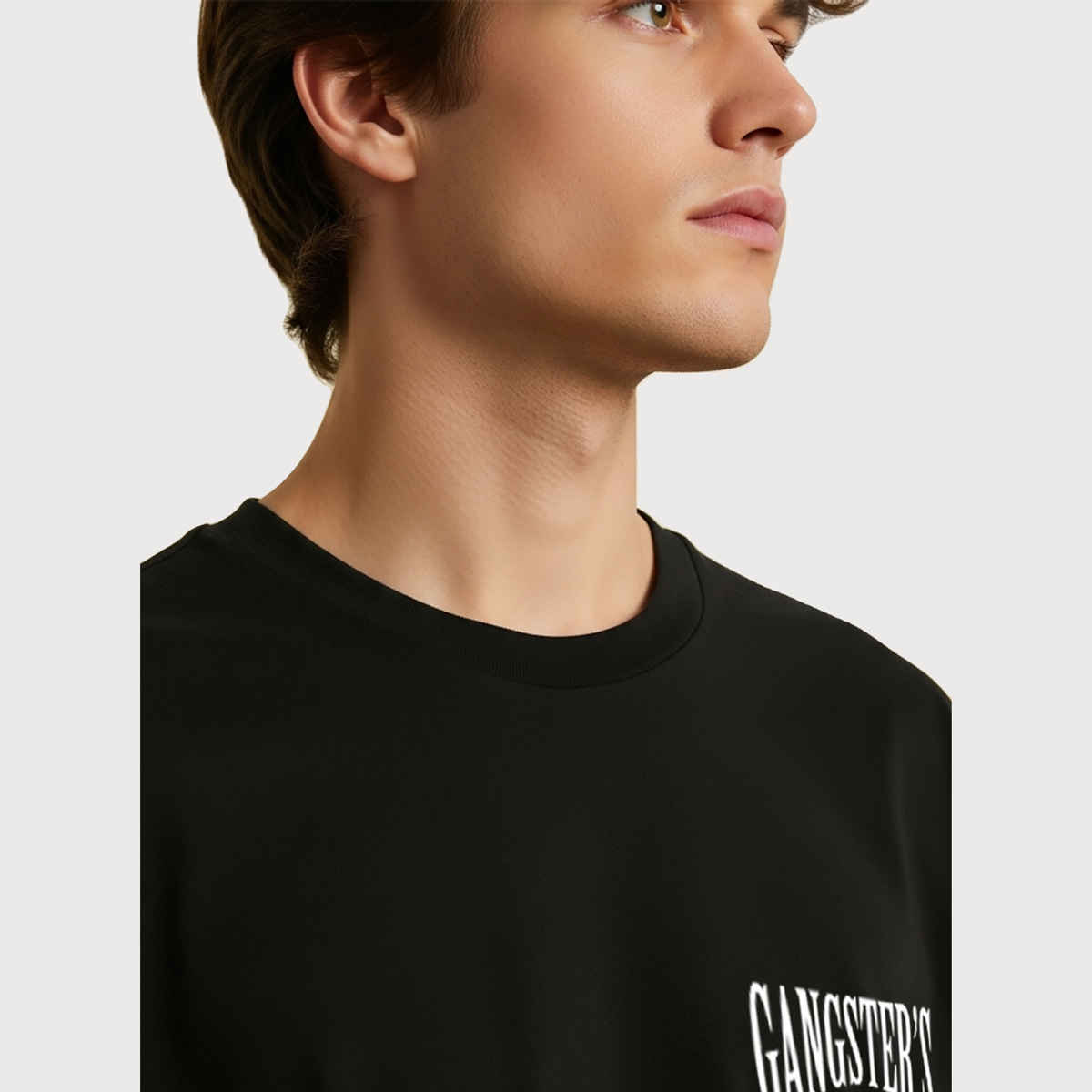 BENNY BROOKS Men's Round Neck half sleeve Oversized T-shirt |AA(ARN)BLACK53 | Black - M