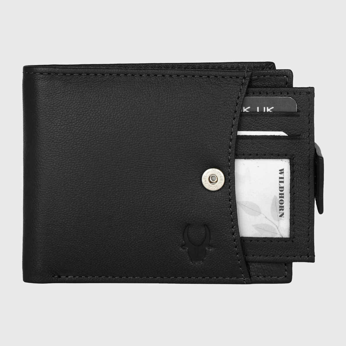 Wildhorn Men's Brand Logo Genuine Leather Bi-Fold Wallet | Black - Free Size