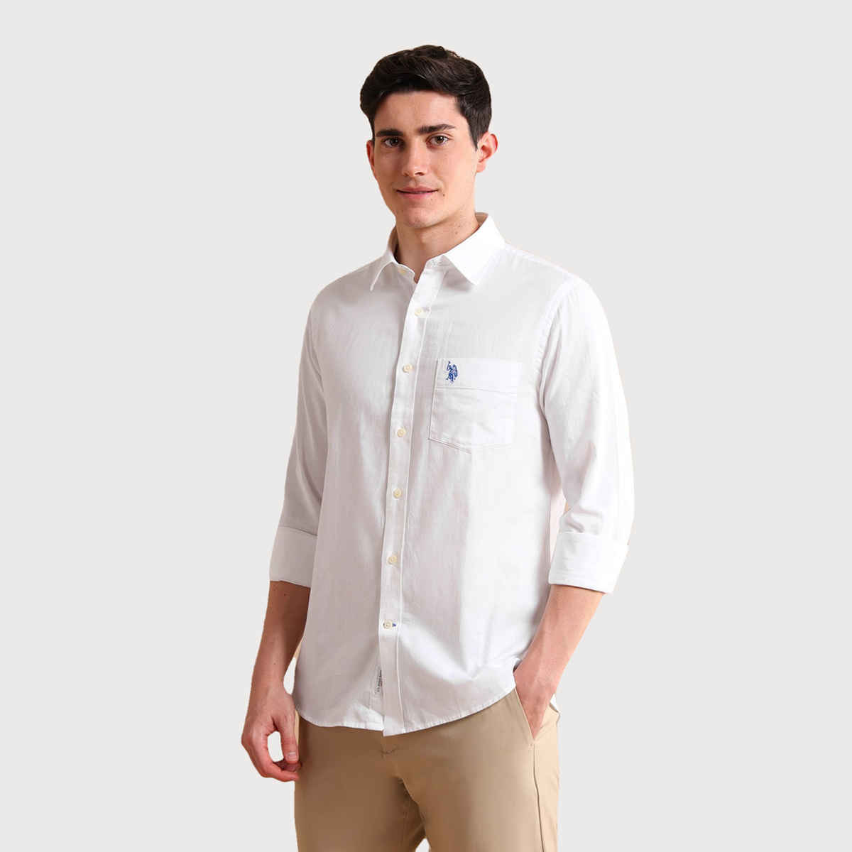U.S. Polo Assn. Men's Cotton Dobby Shirt | White - 39