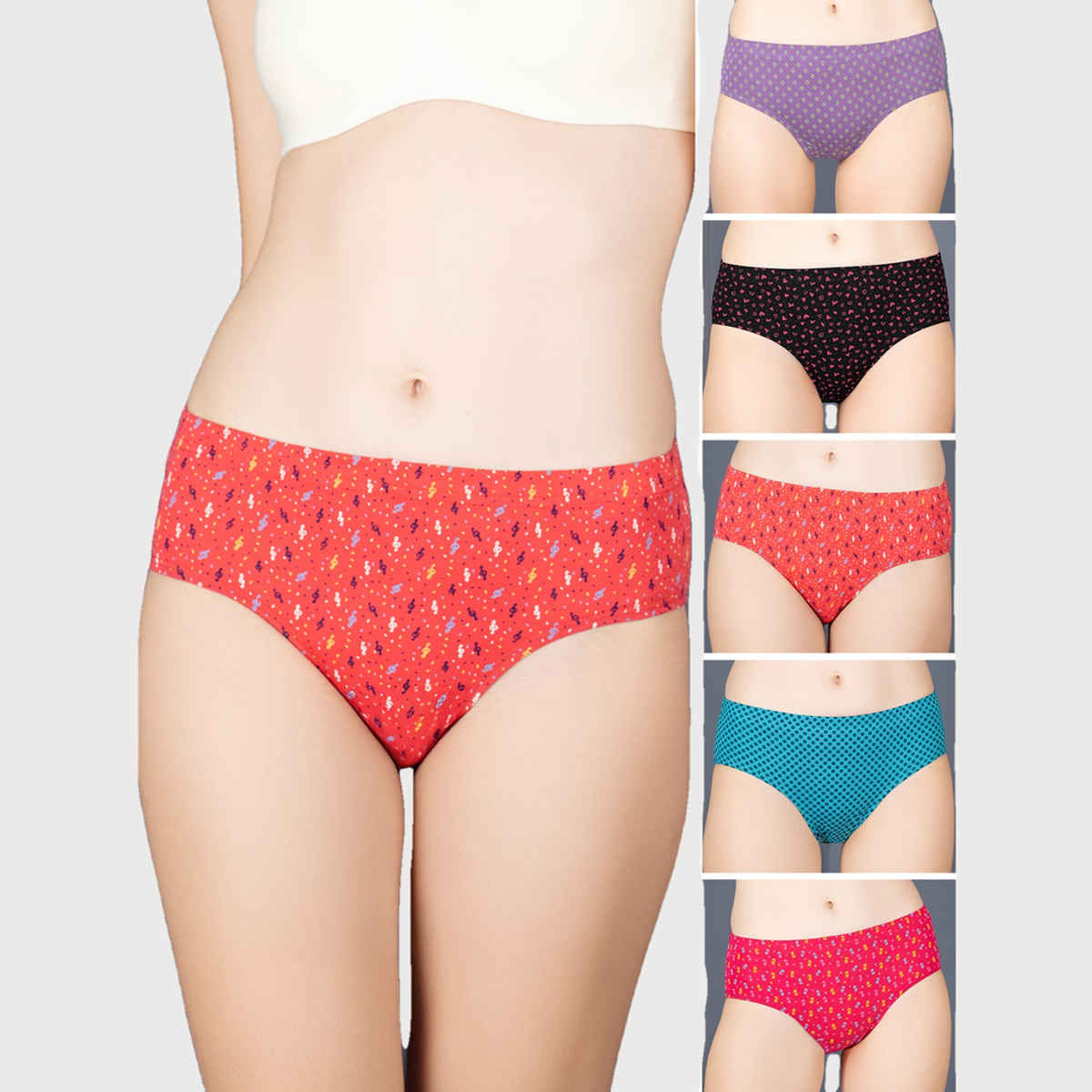 Lux Cozi Her Pure Cotton Hipster Printed Panty | Multicolor | Size-90 | Pack Of 6