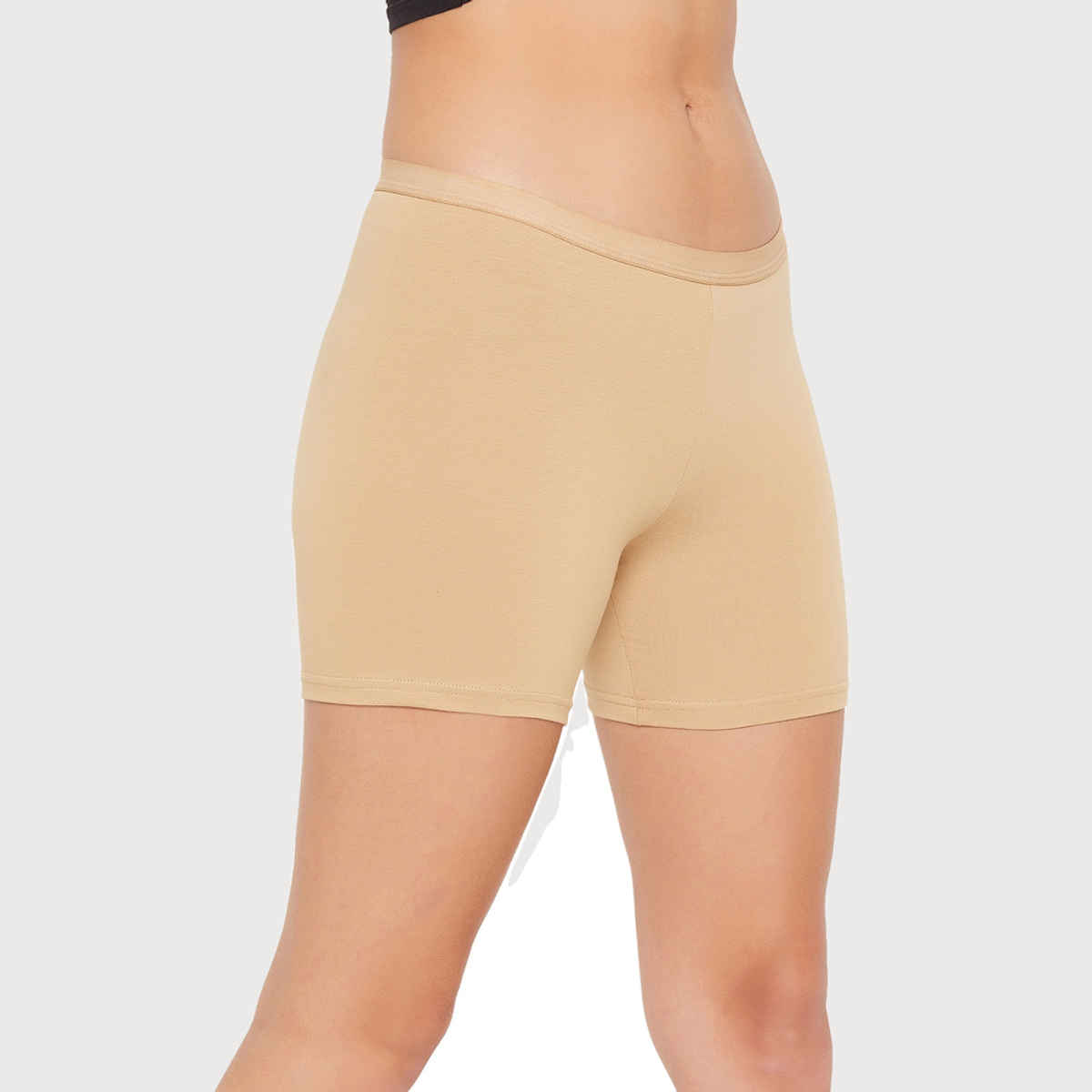 Clovia Mid Waist Boyleg Panty - Cotton | Beige | S