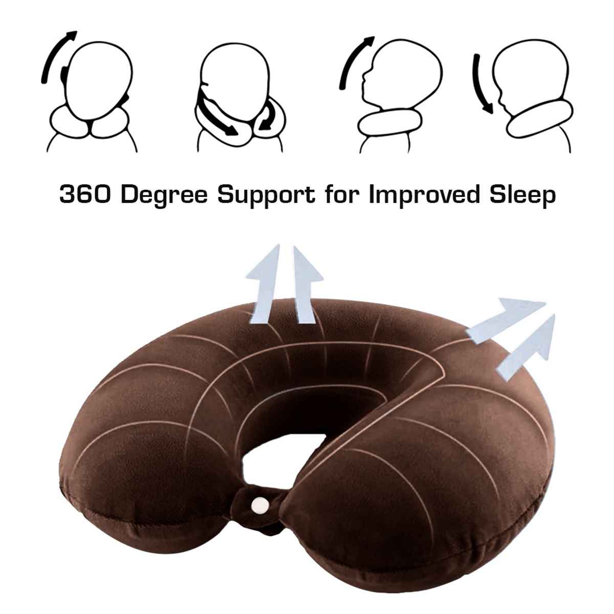 Billebon Unisex Silk Neck Pillow with Eye Mask | Brown