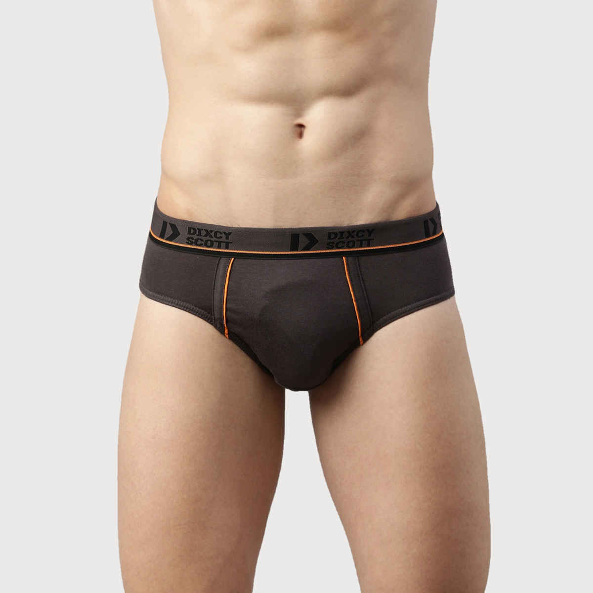 Dixcy Scott Men's Solid 100% Combed Cotton Mid Rise Outer Elastic Waistband Brief | Multicolour - M