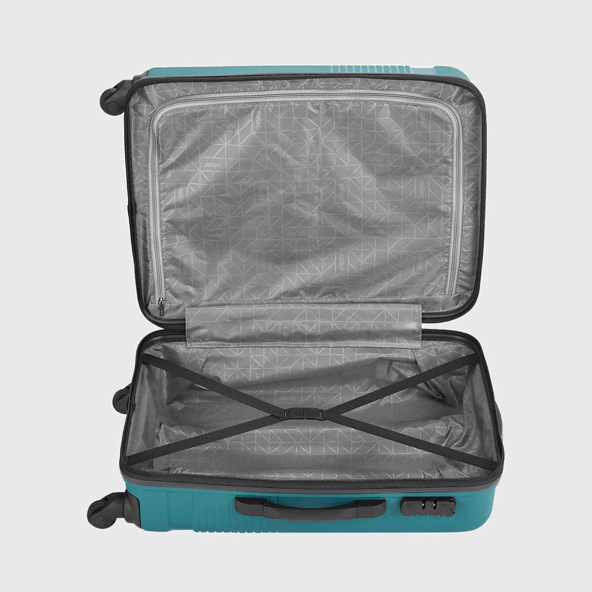 Safari Textured ABS and Polycarbonate Telescopic Medium Check-in Trolley Bag | Teal Green - M