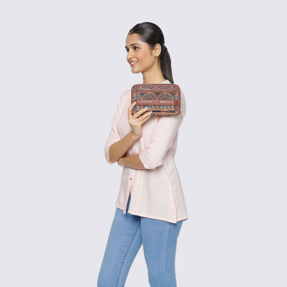 Zouk Royal Indian Peacock Motif Classic Zipper Wallet (CFC) - Multicolour