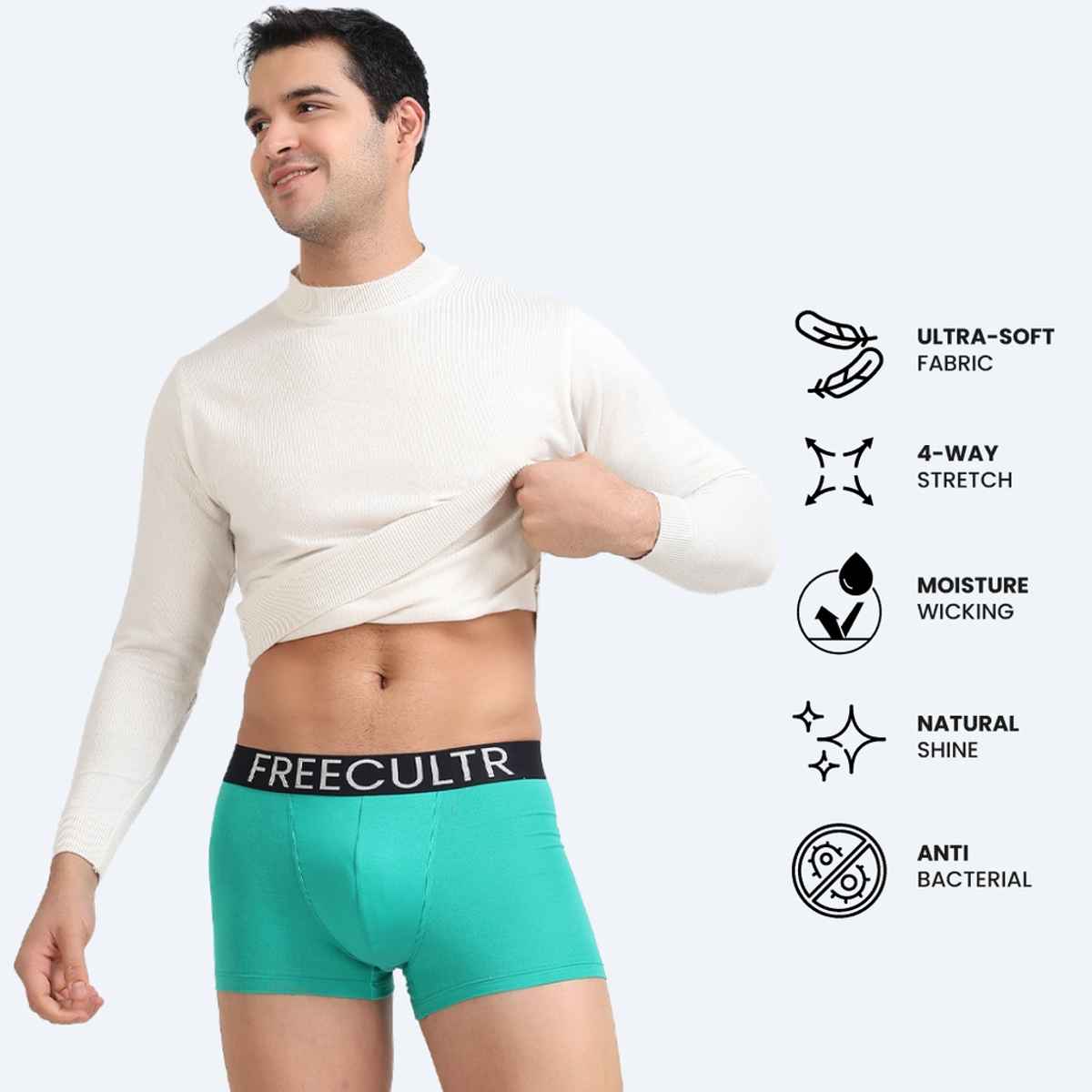 Freecultr Men's Underwear Organic Cotton Trunk - Pack of 1 Holly Green - S