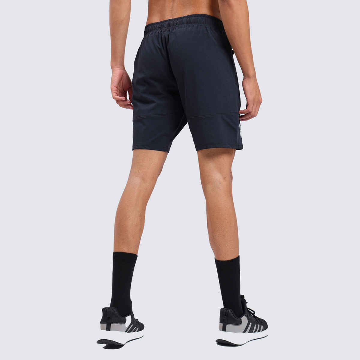 Technosport Men Poly Solid Relax Fit Sports Shorts with ELASTO LITE | Black | M