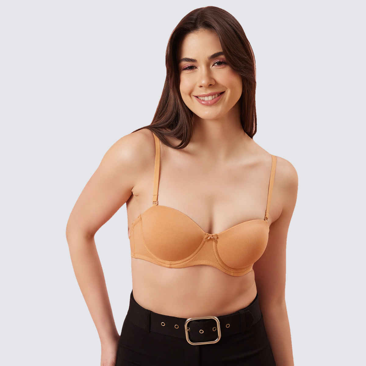 Clovia Women Cotton Padded Underwired Multiway Strapless Balconette T-Shirt Bra | Nude | 38D