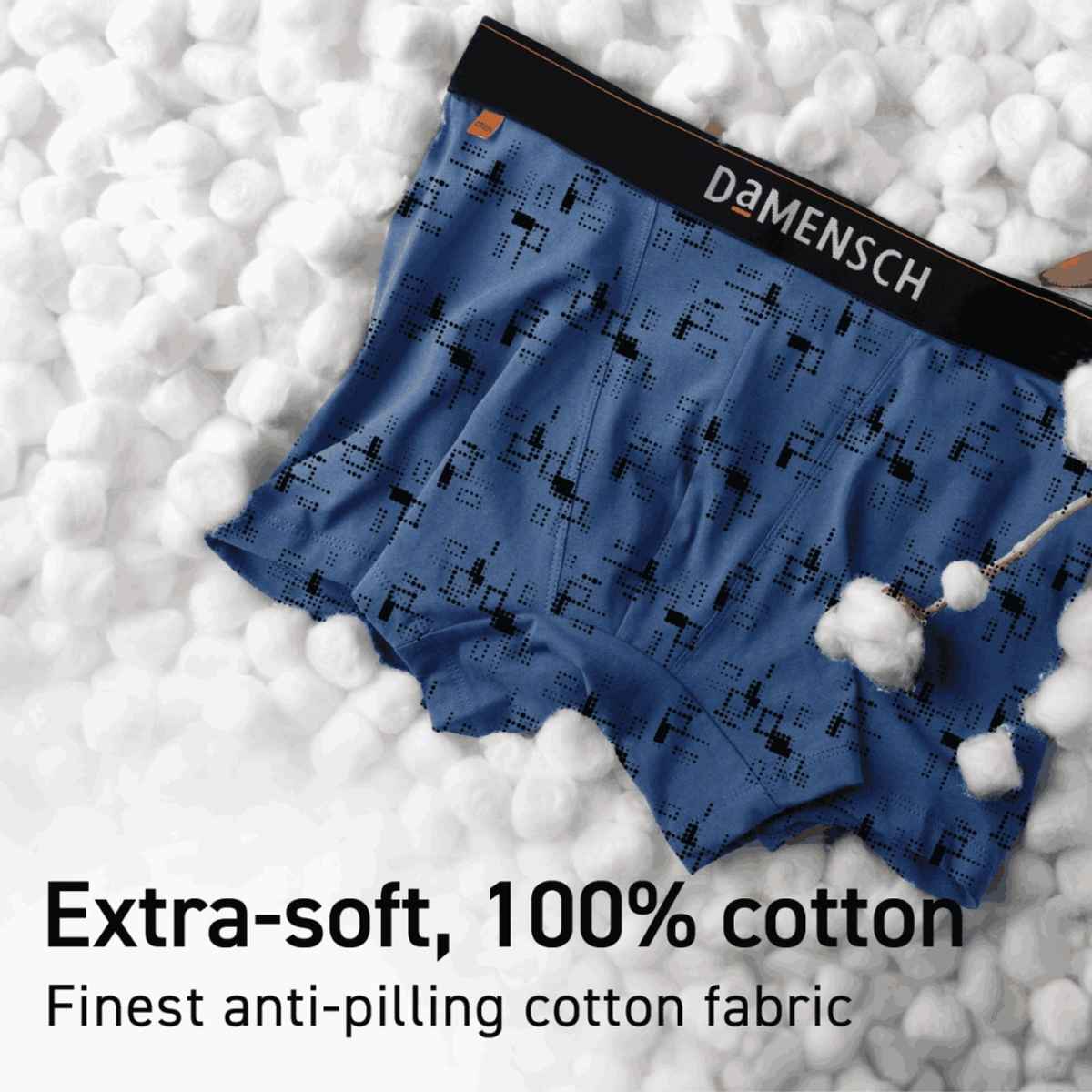 DaMENSCH Men's Premium Cotton Trunks | Black and Navy - XL