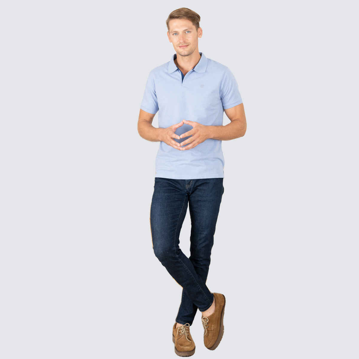 Lux Cozi Men's Cotton Polo T-Shirt, Oxford Blue, 2XL