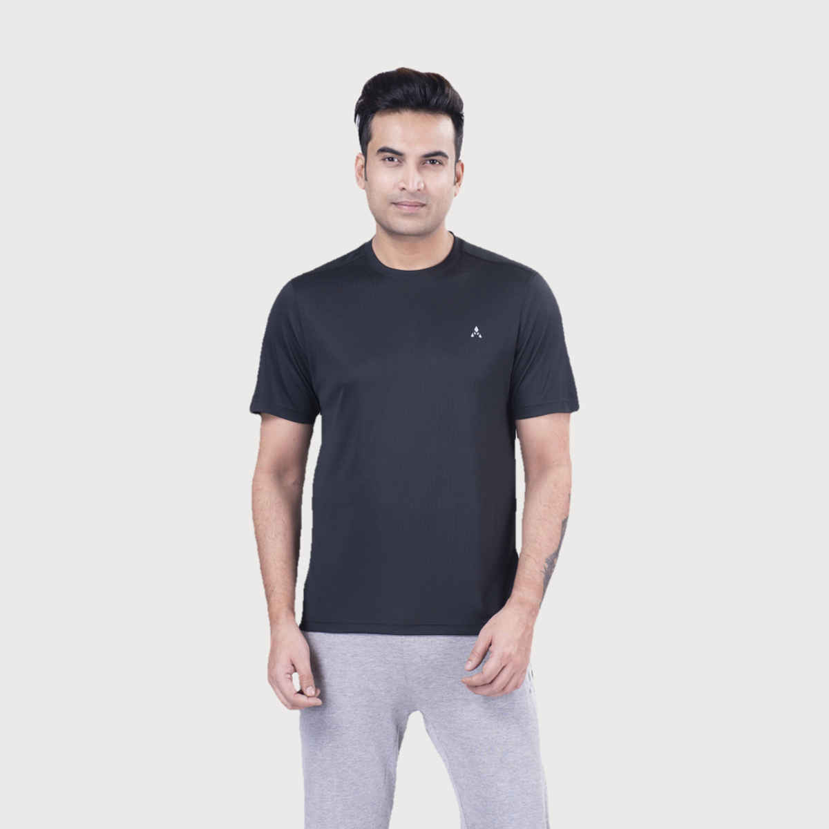 Actimaxx Men's Solid Round Neck Chest Logo Dri-Fit T-shirt | Colour May Vary - L