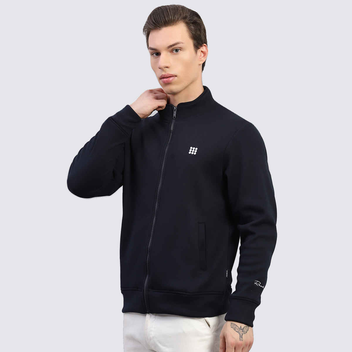 Rock.It By Monte Carlo Mens Solid Navy Blue Round Neck Full Sleeve Sweatshirt-2240102516-3-42 | XL