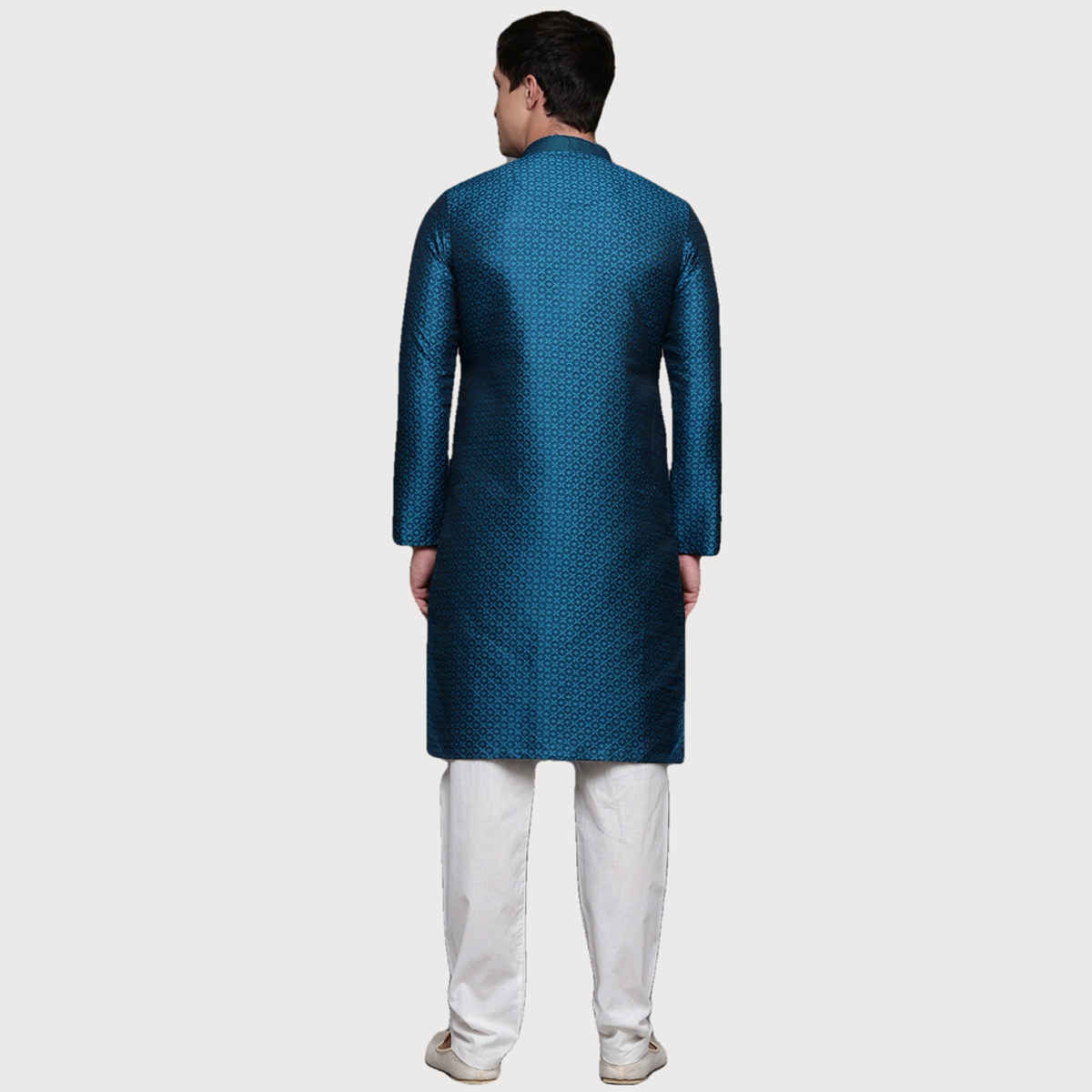 Diwas By Manyavar Blue Art Silk Self Design Kurta Set | S