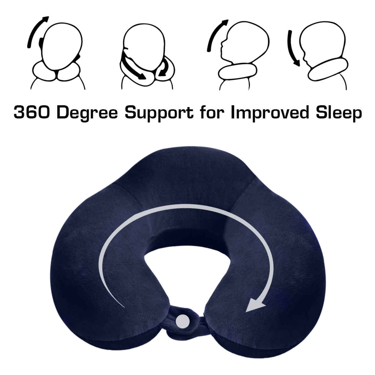 Billebon Unisex Faux Velvet Neck Pillow | Navy Blue - One Size