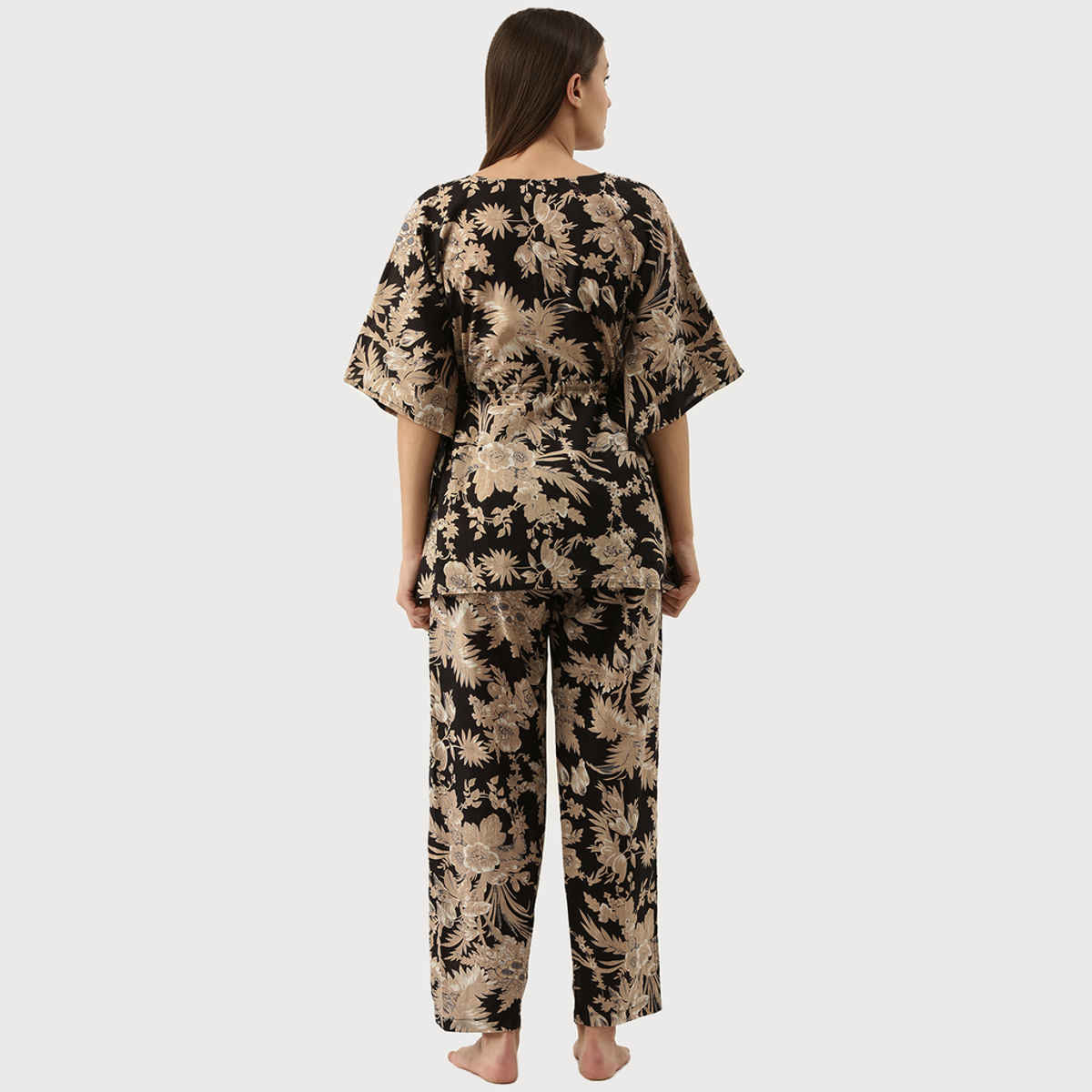 Sanskrutihomes Women's Pure Cotton Night suits | SE-KFP-001 | Black - XL