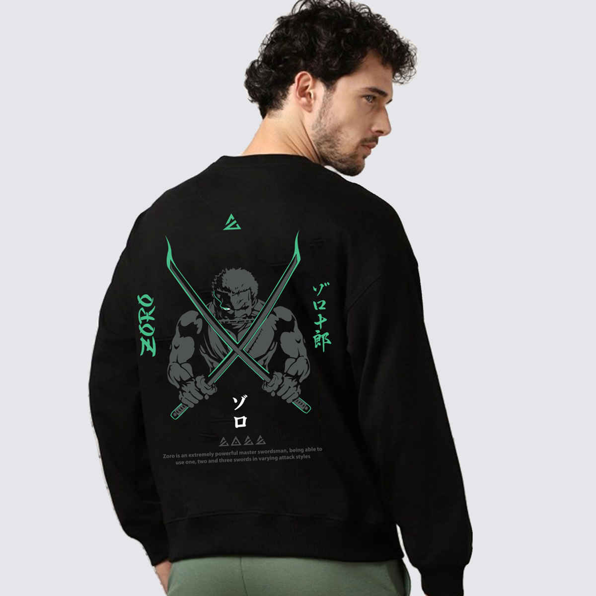 De Tees Men's Sweatshirt | Zoro | Black - 2XL