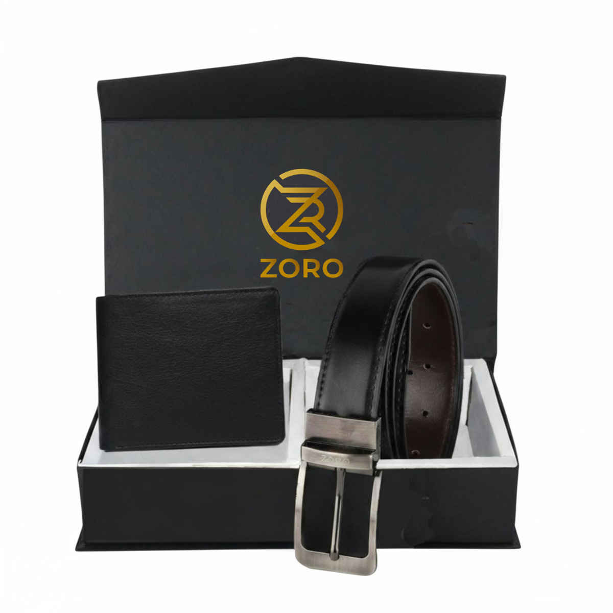 ZORO Men's Vegab Leather Belt & Wallet Combo Fits up to 40 Waist