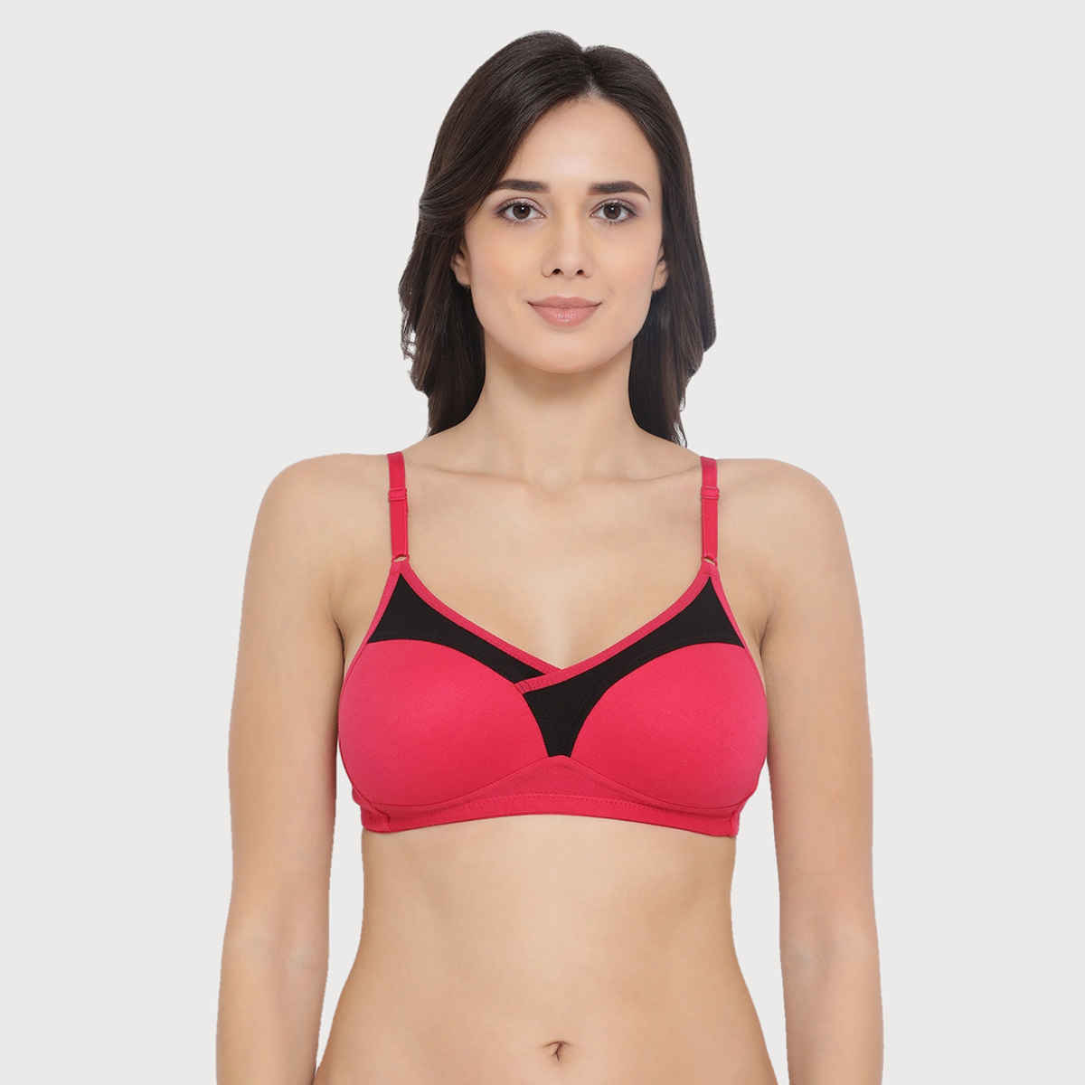Clovia Women Non-Padded Non-Wired Full Coverage T-Shirt Bra - Dark Pink, Bright Blue | 36C