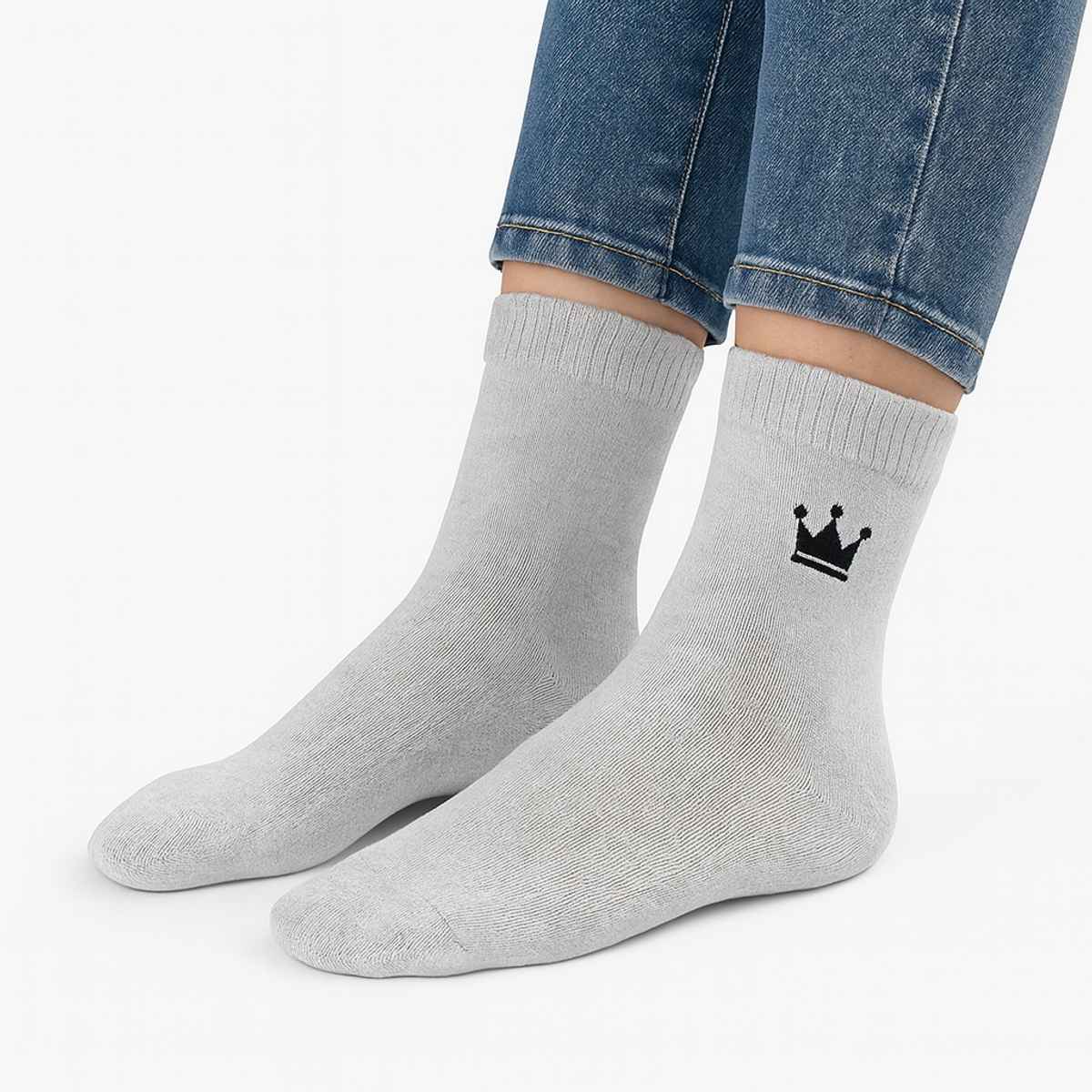 Royal Mart Unisex Solid Cotton Blend Ankle Length Socks | Light Gray - One Size