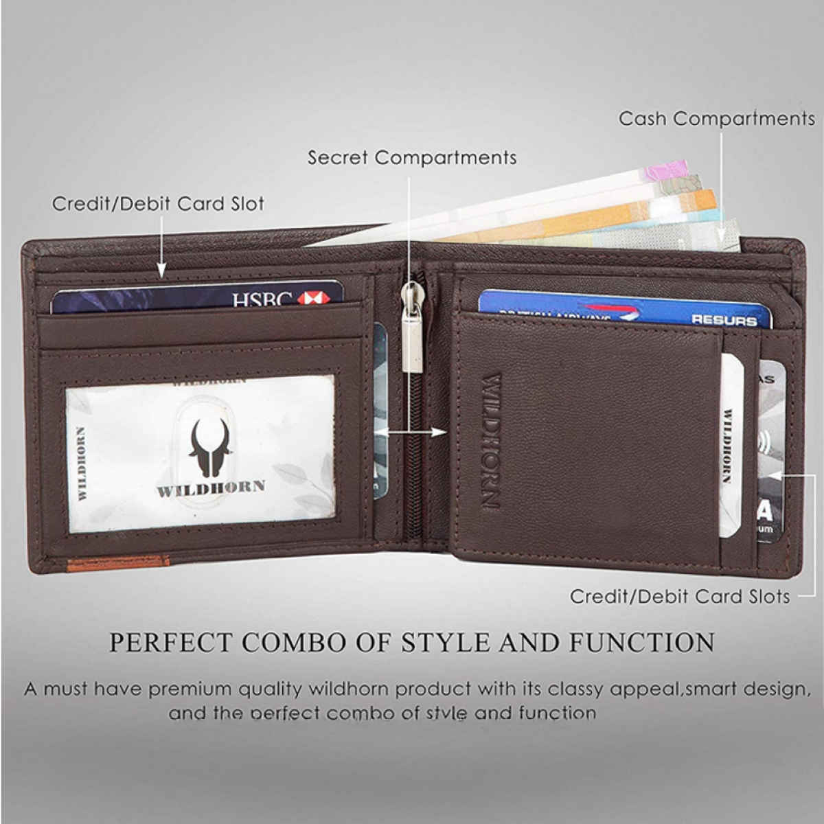 Wildhorn Men's Genuine Leather Bi-fold Wallet | Brown