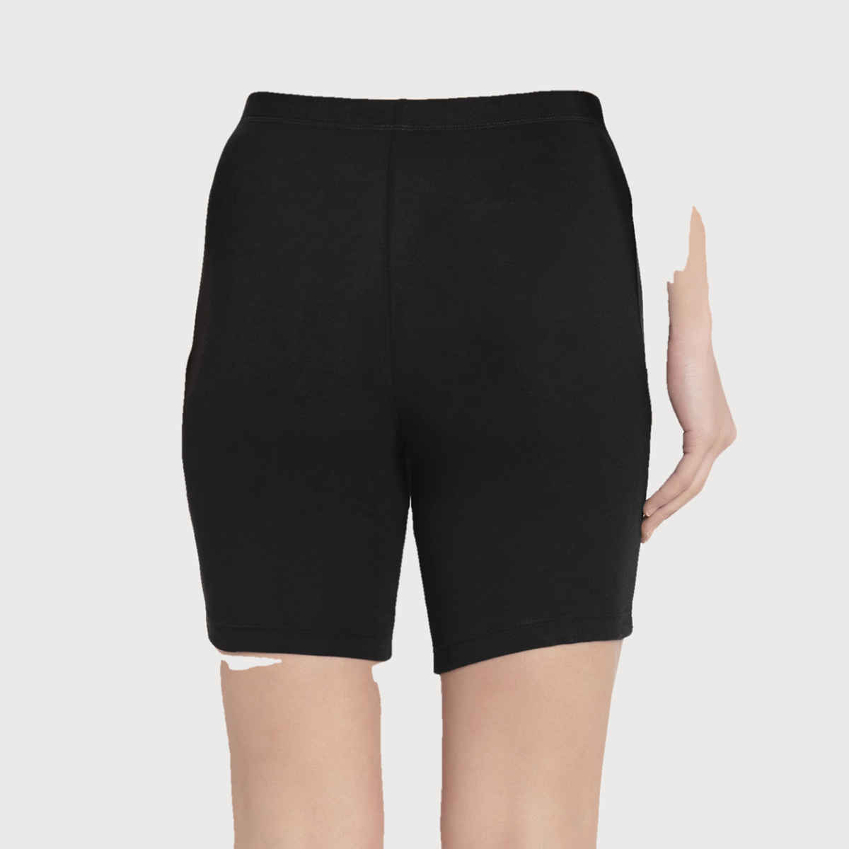 Jockey 1529 Women's Super Combed Cotton Mid Waist Underwear Shorties|Concealed Waistband | Black-XL