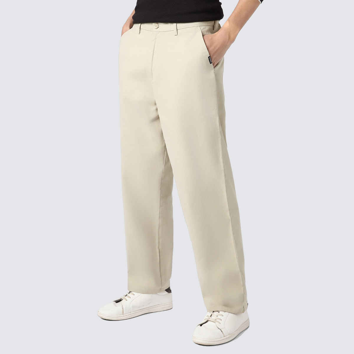 Urbano Fashion Men's Chino Trousers Loose Baggy Fit Solid Non-Stretchable | Light Grey | 30