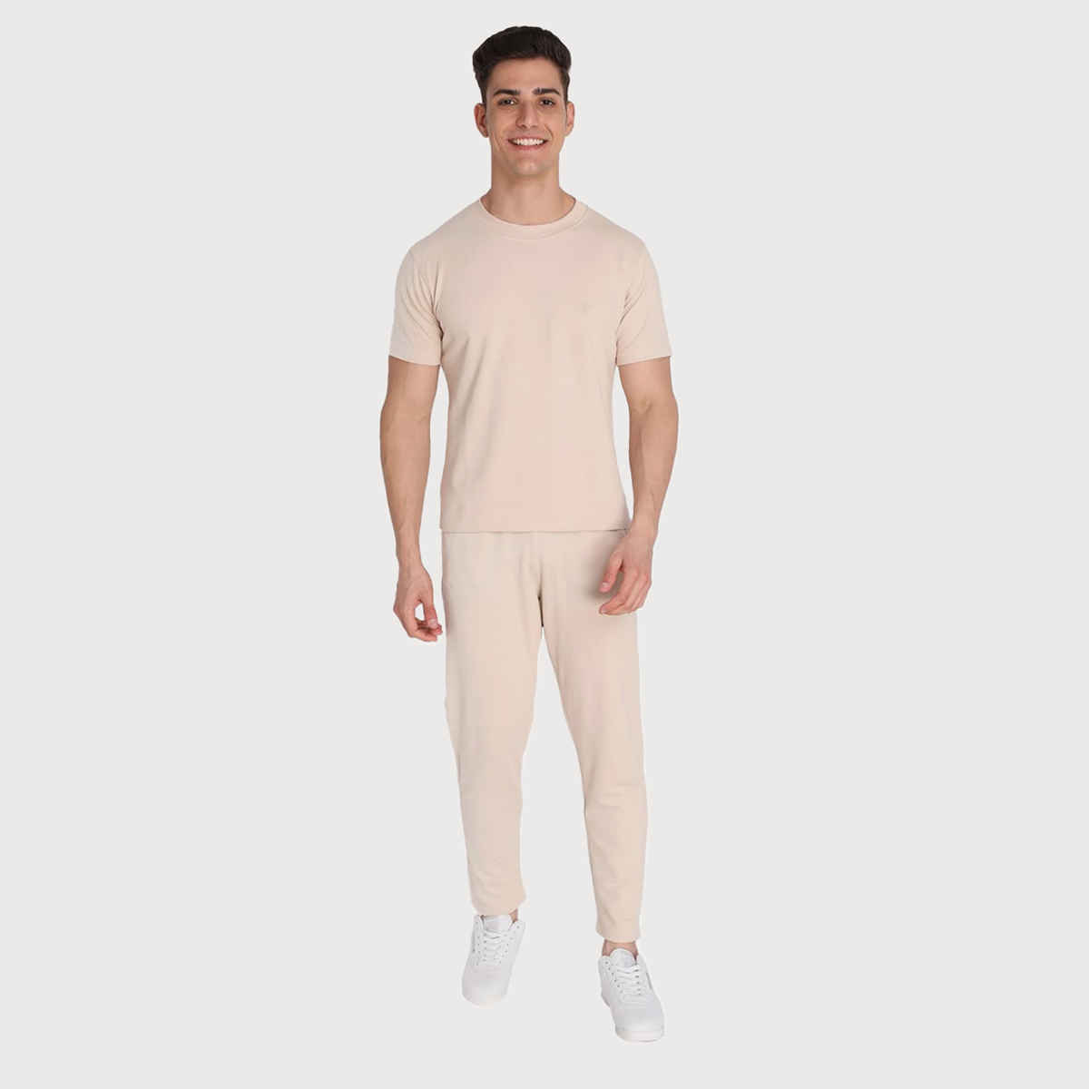Chkokko Men Solid Casual Track Pant Regular Fit Lower With Pocket Pastel Beige | Size - M