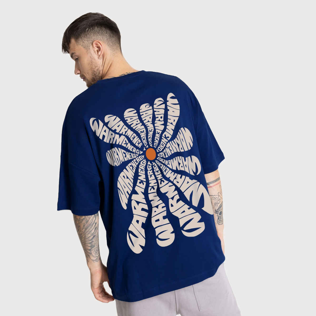 De Tees Men's Oversize T-shirt | M-OST-NAVY-WARM-ENERGY | Navy - M