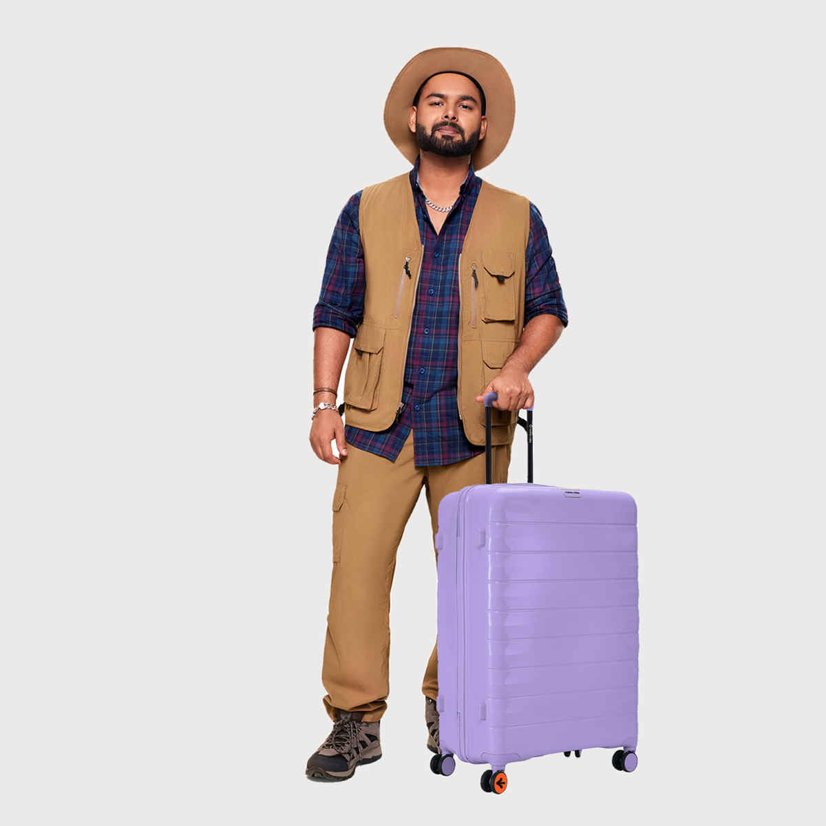 Nasher Miles Vienna Check-In Hard Sided Polypropylene 24 Inch|65 cm Trolley Bag - Purple