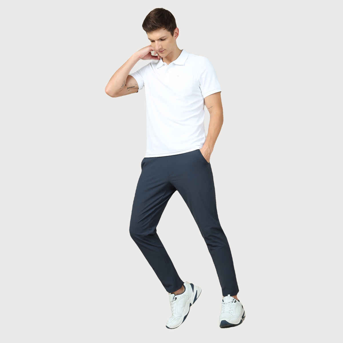 Technosport Men Poly Solid Relax Fit Sports Trackpants with DURACOOL+ | Carbon Grey | XL