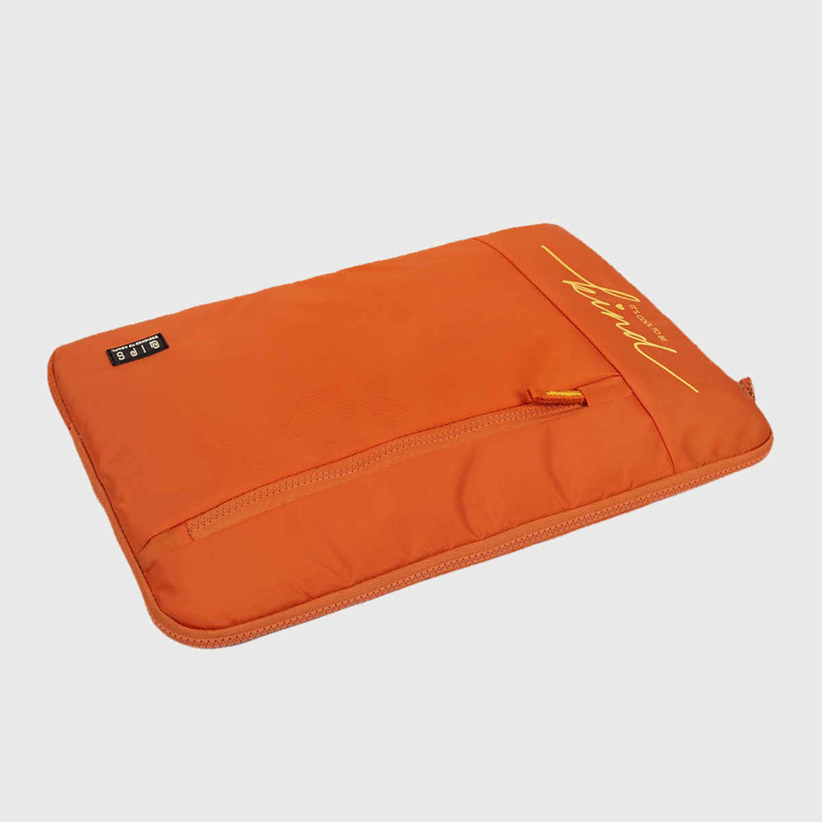QIPS Unisex Solid PU Coated Polyester 15.6 L Laptop Sleeve | Orange - 15 Inches