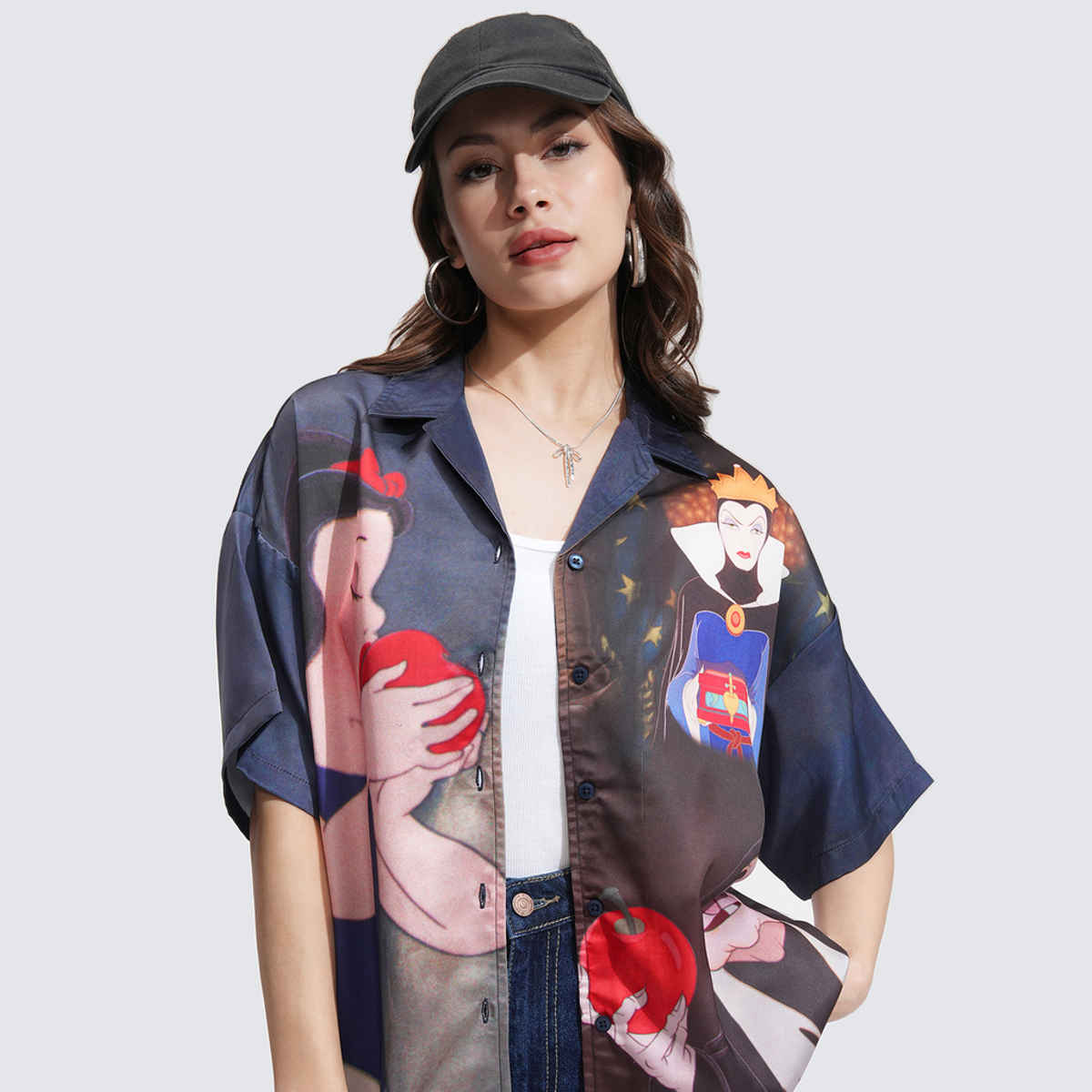 Tokyo Talkies Disney Women's Disney Snowhite Satin Shirt | Blue - M