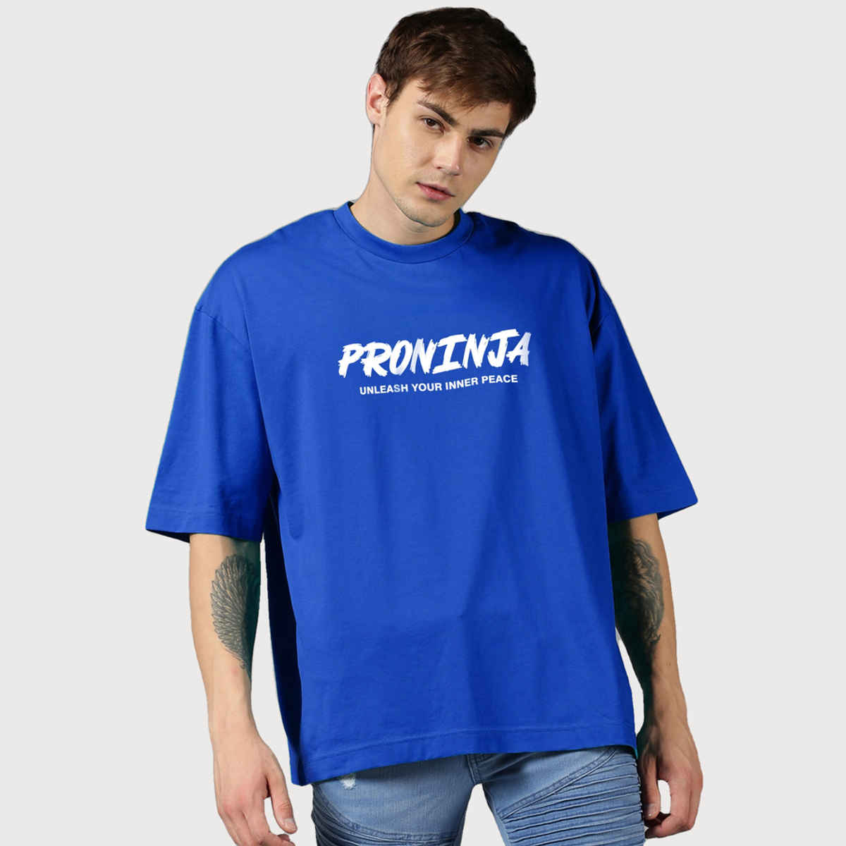 De Tees Men's Oversize T-shirt | M-OST-ROYAL-BLUE-PRONINJA | Royal Blue - L
