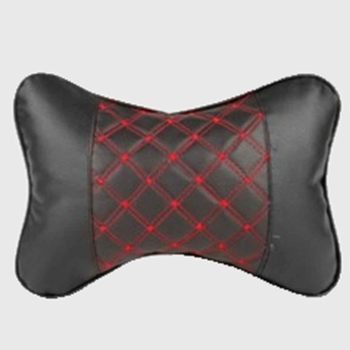BAY6 Unisex Solid Memory Foam Neck Pillow | Black and Red - Free Size