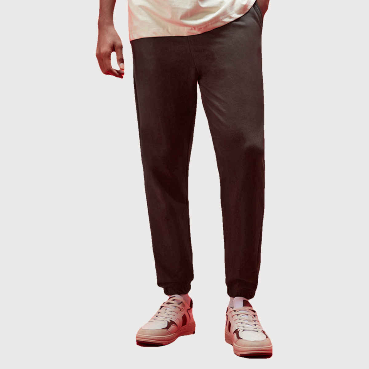 VEIRDO Men's Solid Regular Joggers without Pocket | VD TRK OS BRWN | Brown - S