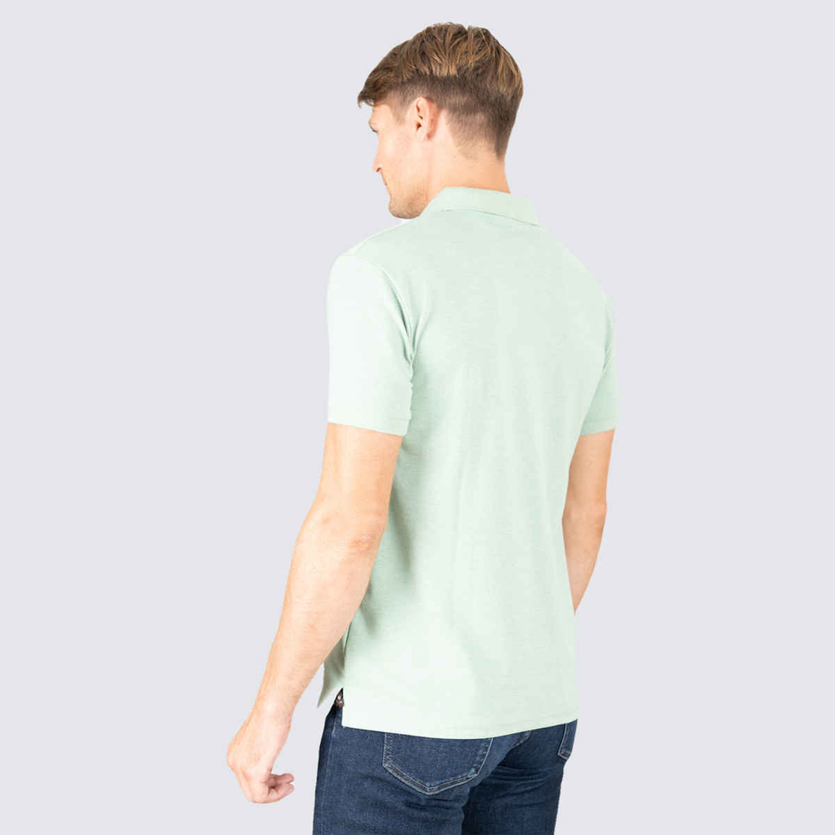 Lux Cozi Men's Solid Cotton Polo T-shirt | Mint Green - S