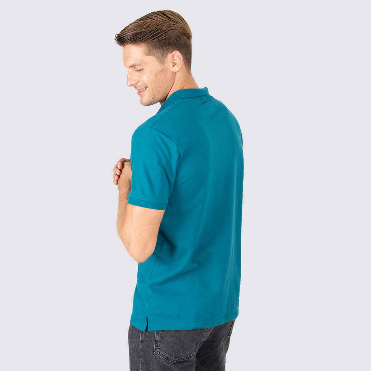 Lux Cozi Men's Solid Cotton Polo T-shirt | Emerald - L