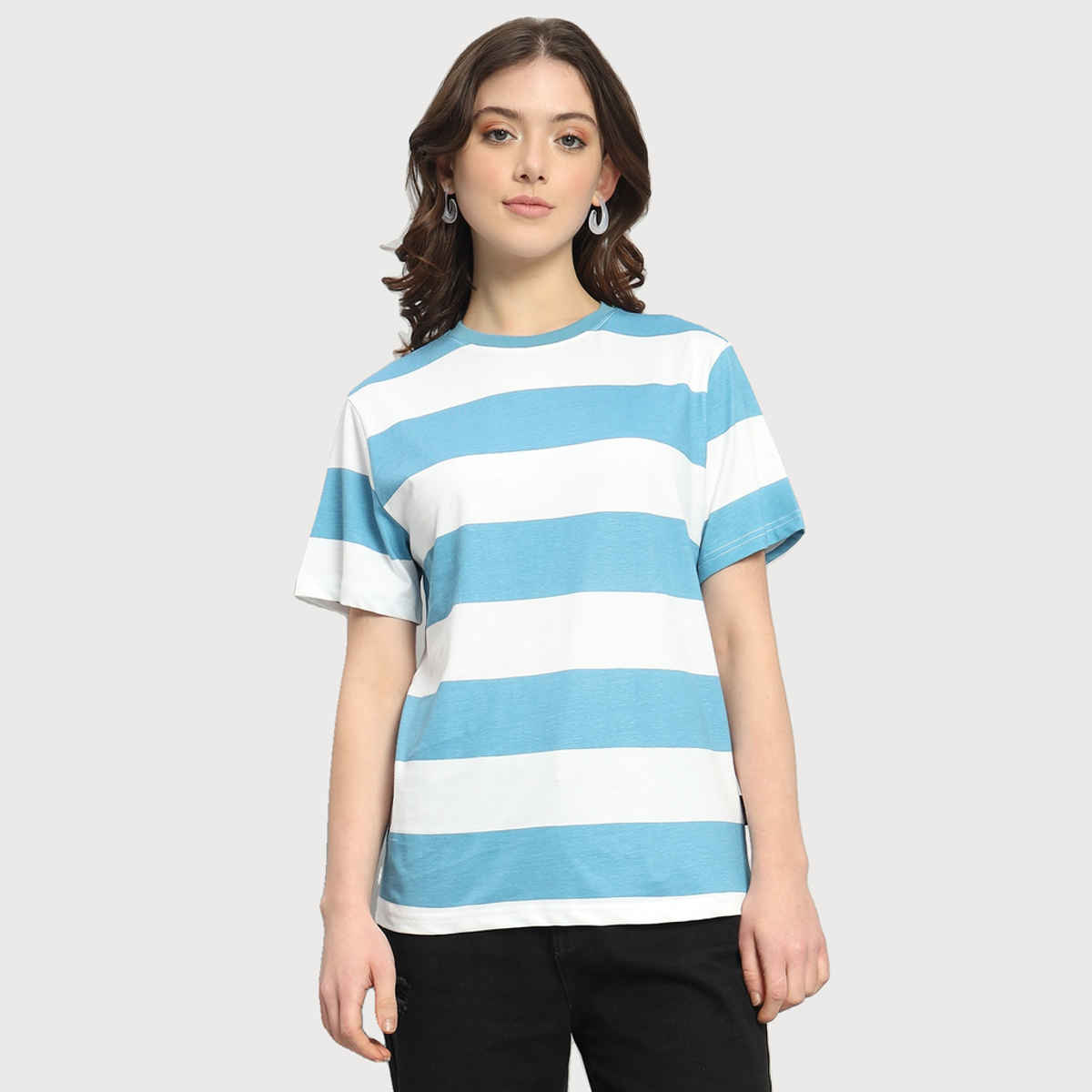 The Dry State Women's Blue Jasper & White T-shirts WTSH | 1617A | L