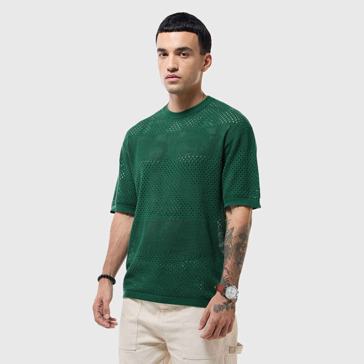 Bewakoof Round Neck Men's T-shirt | Green - 2XL