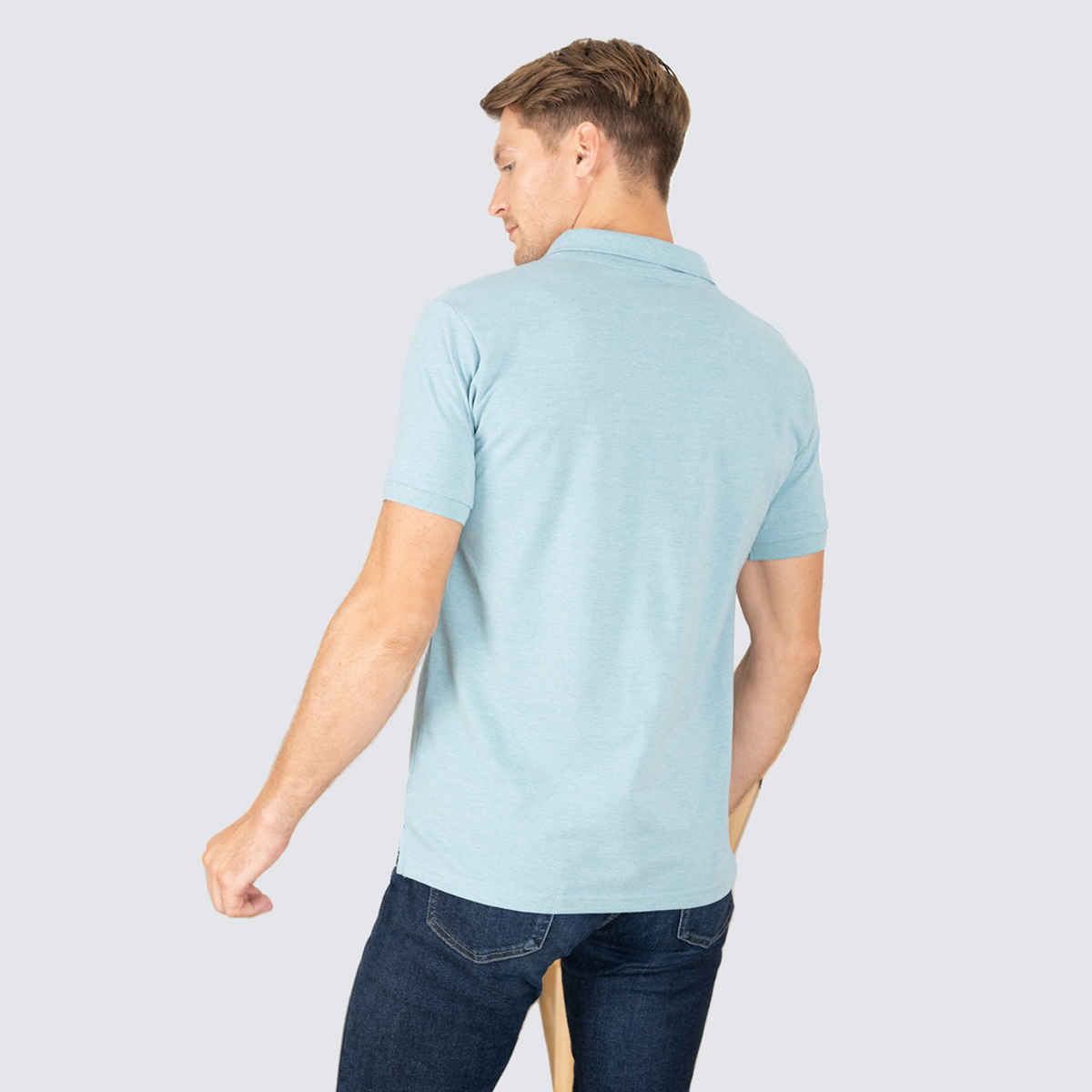 Lux Cozi Men's Cotton Polo T-Shirt, Pale Green, L