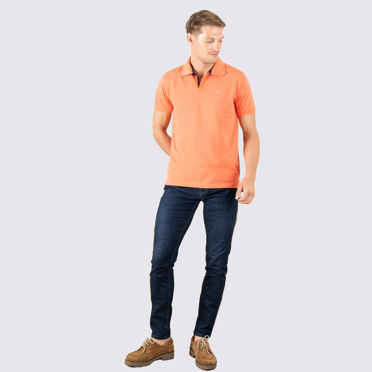 Lux Cozi Men's Cotton Polo T-Shirt, Apricat, XL