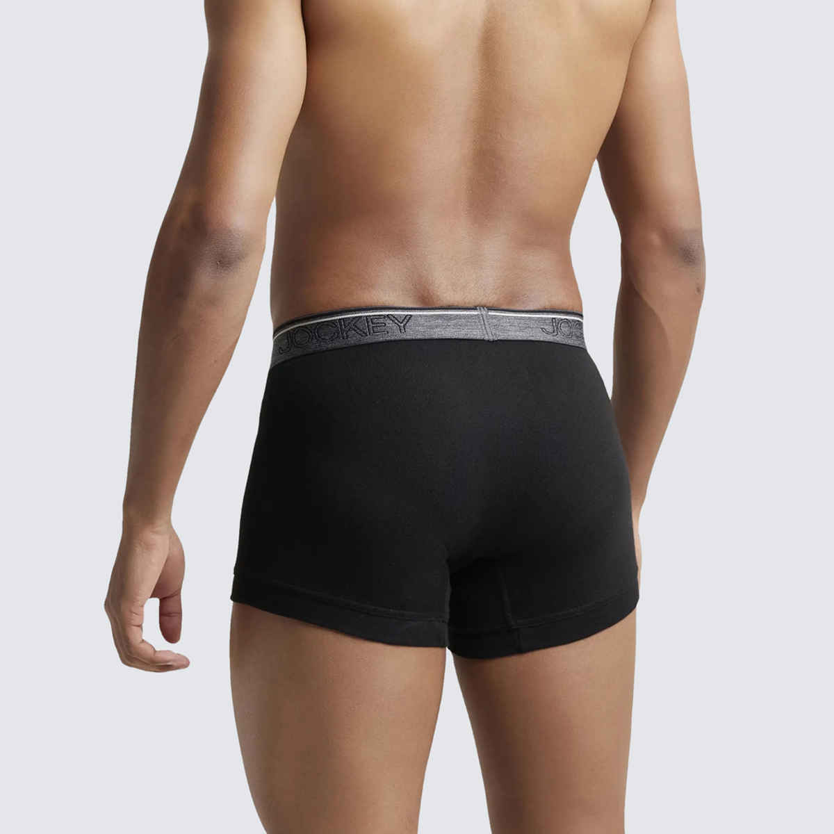 Jockey 8015 Men's Super Combed Cotton Rib Underwear Solid Trunk|Ultrasoft Waistband|Black-M